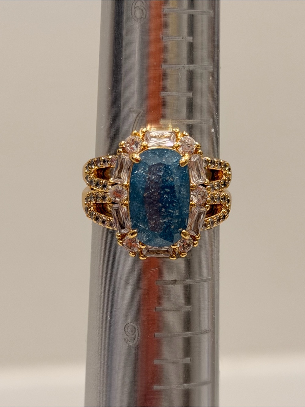 Bomb Party NWOT! Gold-Plated Blue Oval Halo Statement Ring